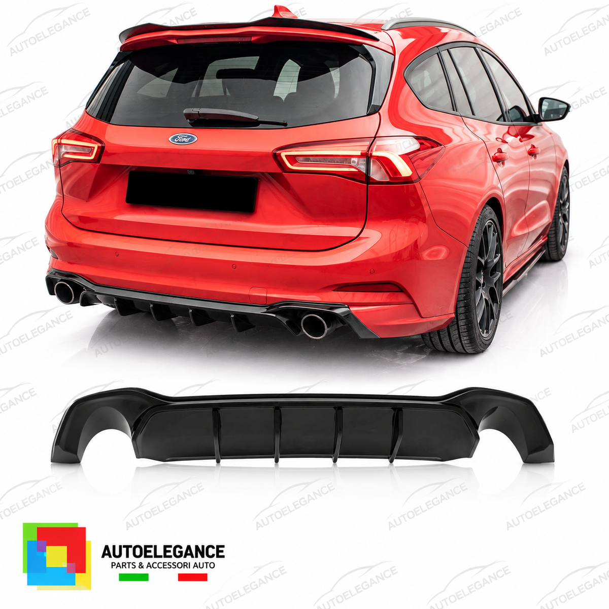 DIFFUSORE ADATTO PER FORD FOCUS ST 18- NERO LUCIDO