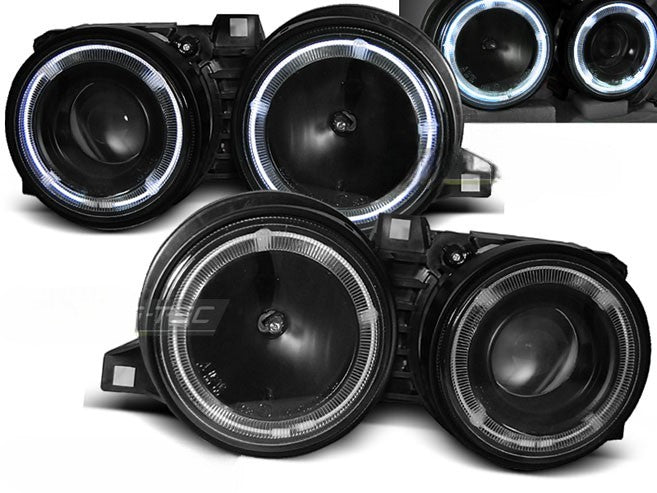 😎FARI ANTERIORI ANGEL EYES NERI ADATTO PER BMW E30 11.82-06.94😎