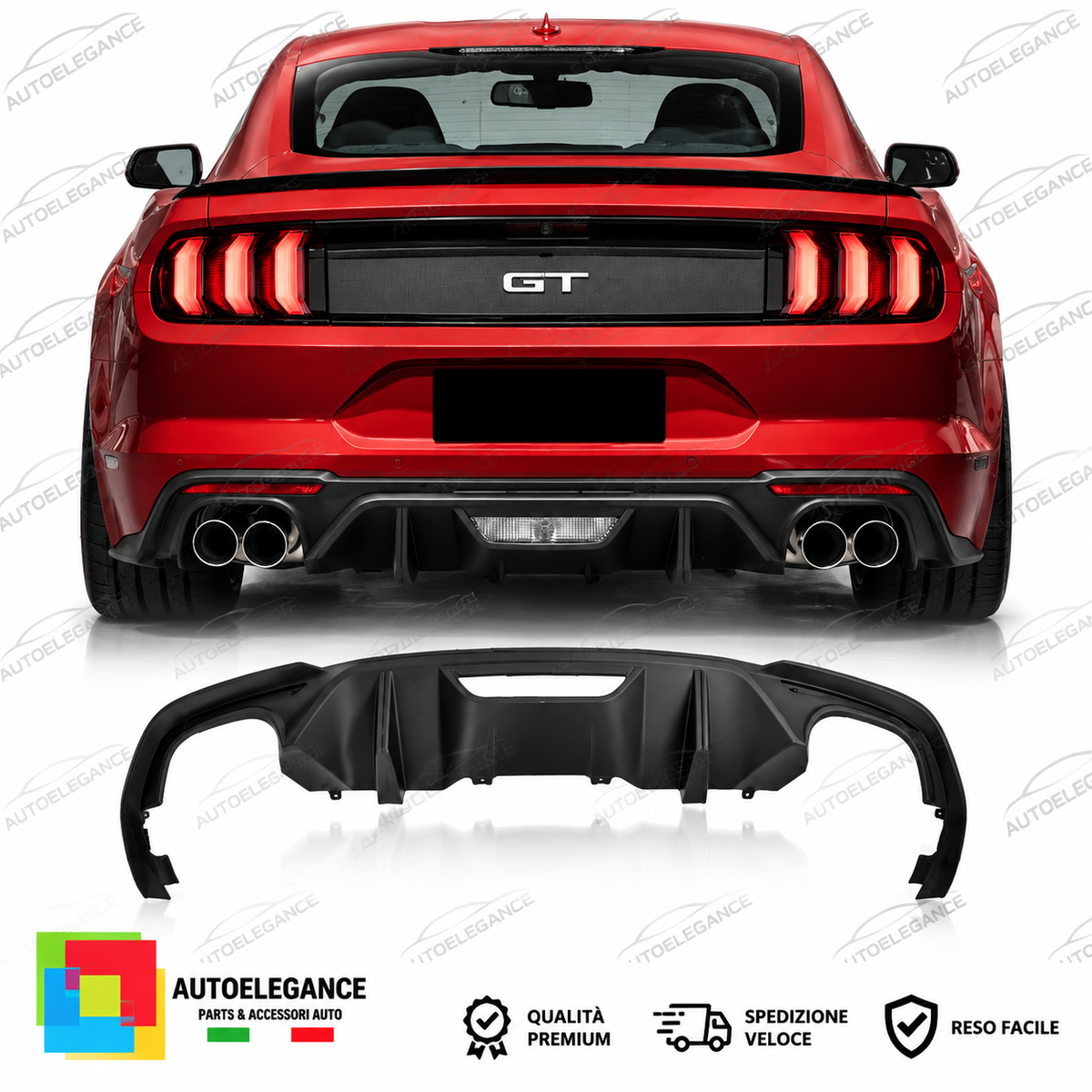 DIFFUSORE ADATTO PER FORD MUSTANG 18-23 LOOK GT DOPPIA USCITA