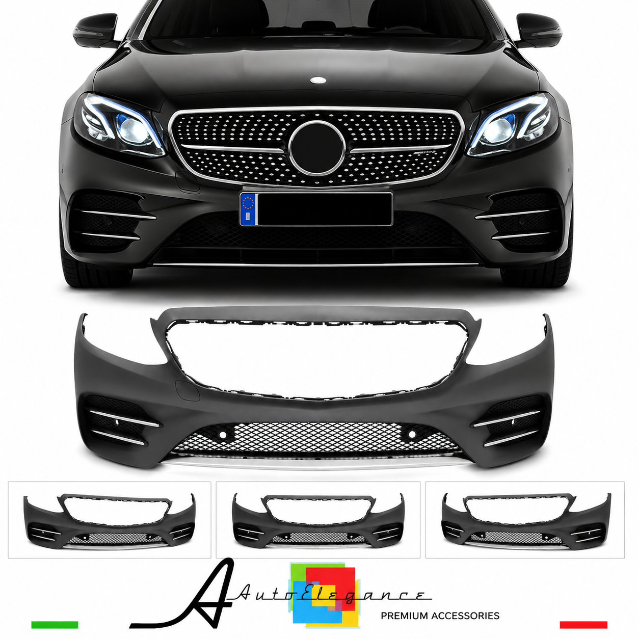 PARAURTI ANTERIORE PER MERCEDES W213 16-18 LOOK E43 AMG PDC