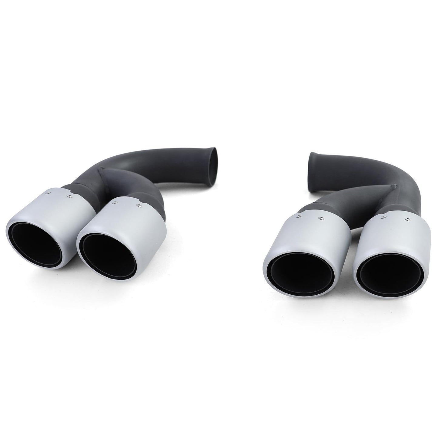 Terminali di scarico in acciaio inox doppio argento per Porsche Cayenne 92A 3.0 Diesel 10-14