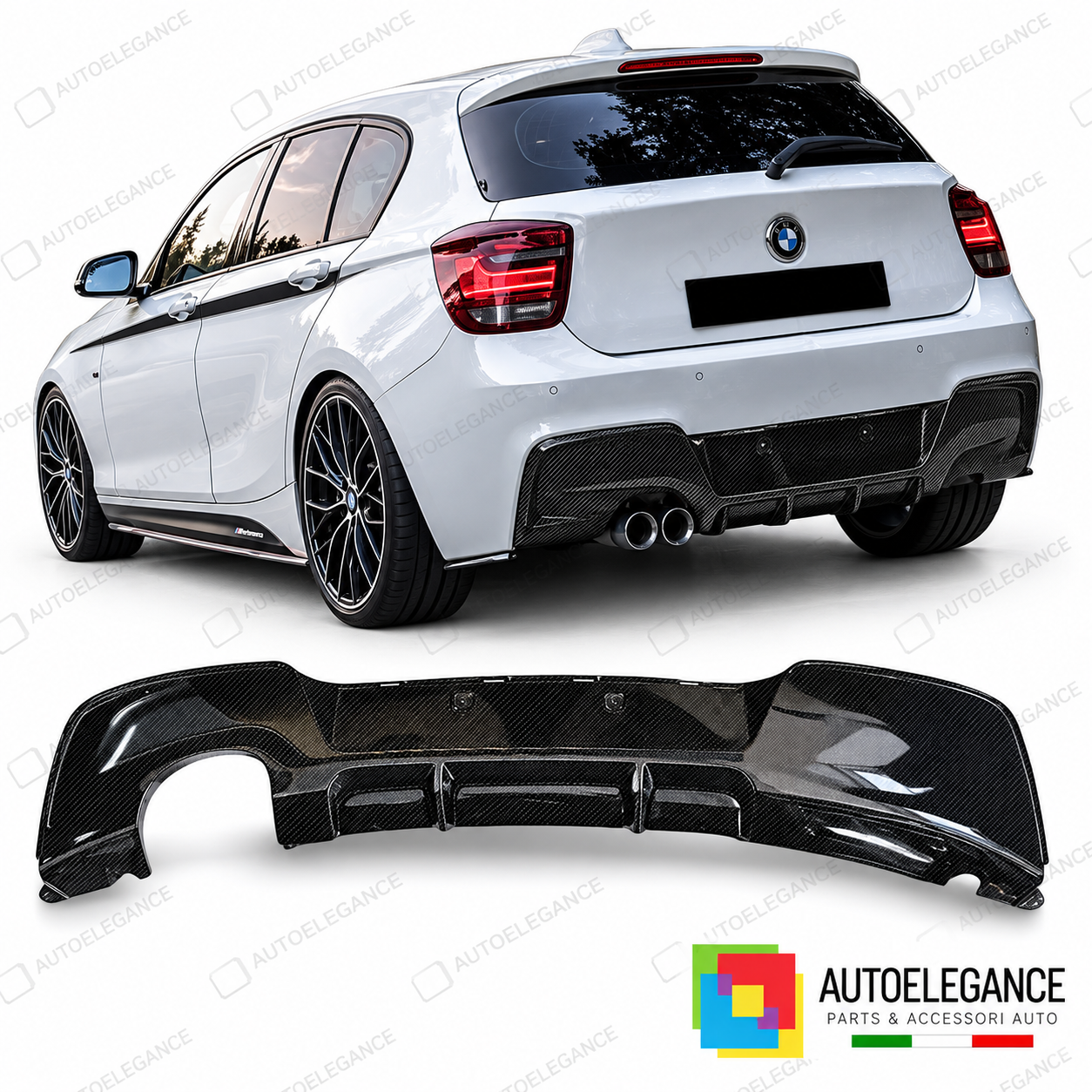 DIFFUSORE BMW F20 F21 11-15 LOOK M PERFORMANCE CARBONIO DOPPIA USCITA