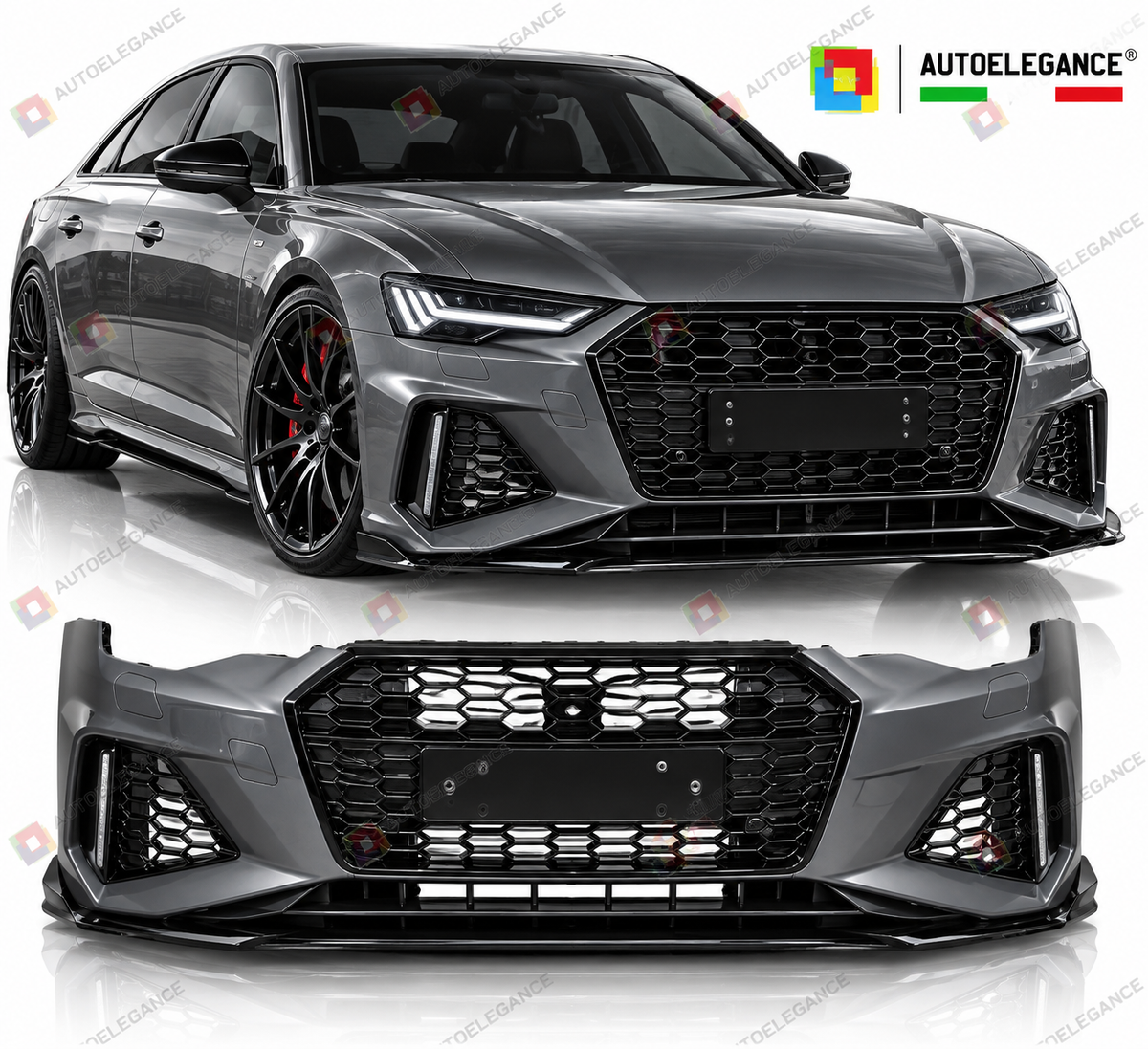 PARAURTI ANTERIORE A'LA IV SPORT STYLE ADATTO PER AUDI A6 C8 18-22 LOOK RS6