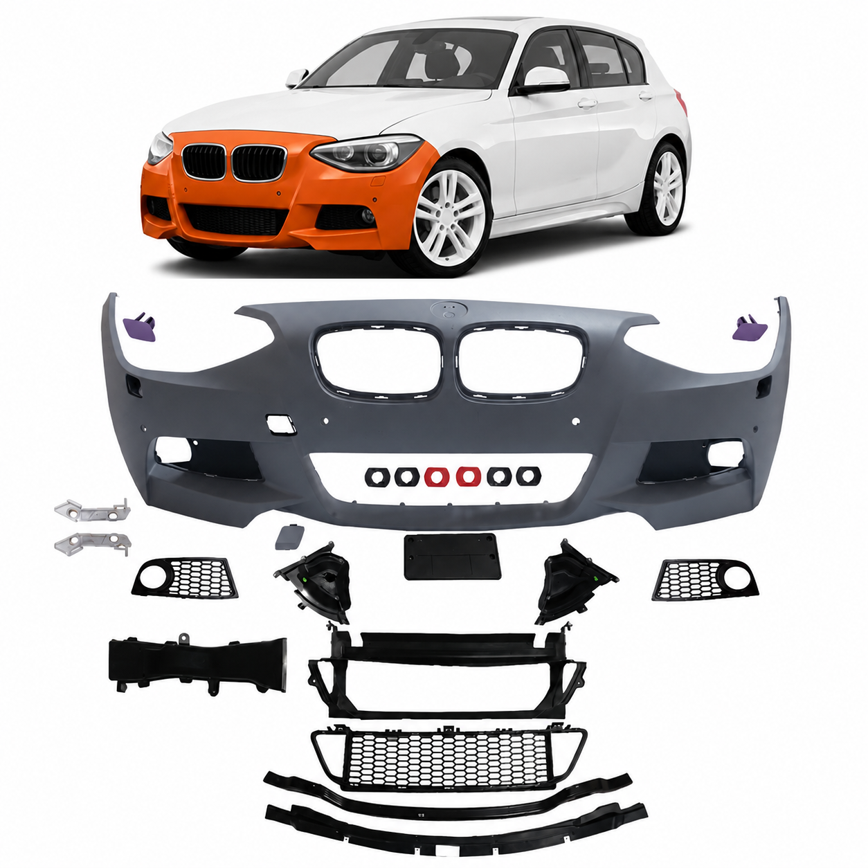 👉Paraurti anteriore M-Tech PDC SRA adatto per BMW Serie 1 F20 F21 2011-2015👈