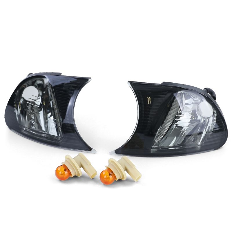 Coppia Frecce Anteriori Cristallo Nero Smoke per BMW Serie 3 E46 Coupé/Cabrio