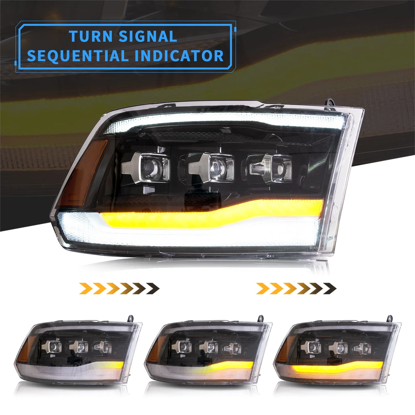Fari per proiettori a LED per Dodge Ram 1500/2500/3500 2009-2018/Ram 1500 Classic 2019-2021