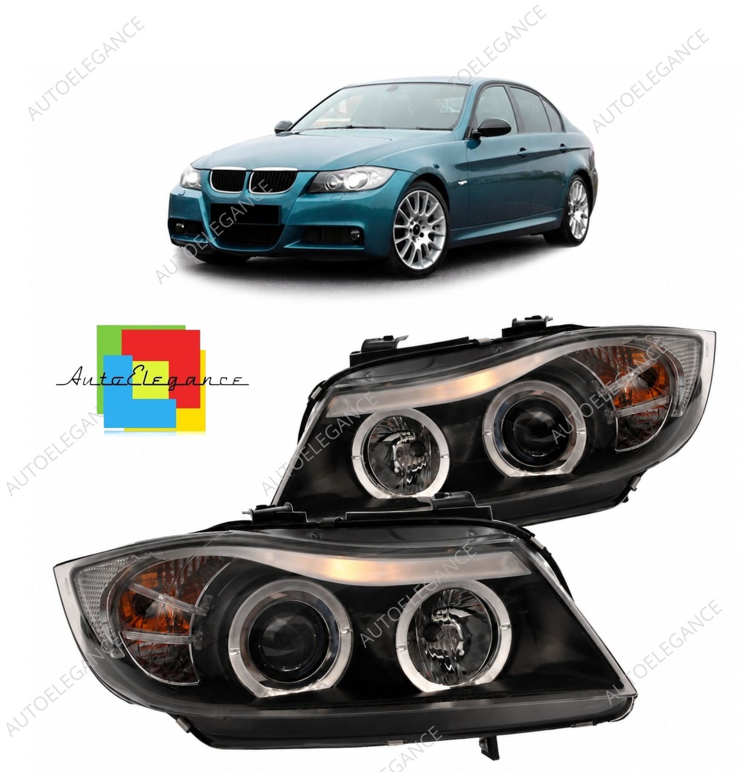 👉Fari alogeni neri adatti per BMW Serie 3 E90 E91 2005-2012👈