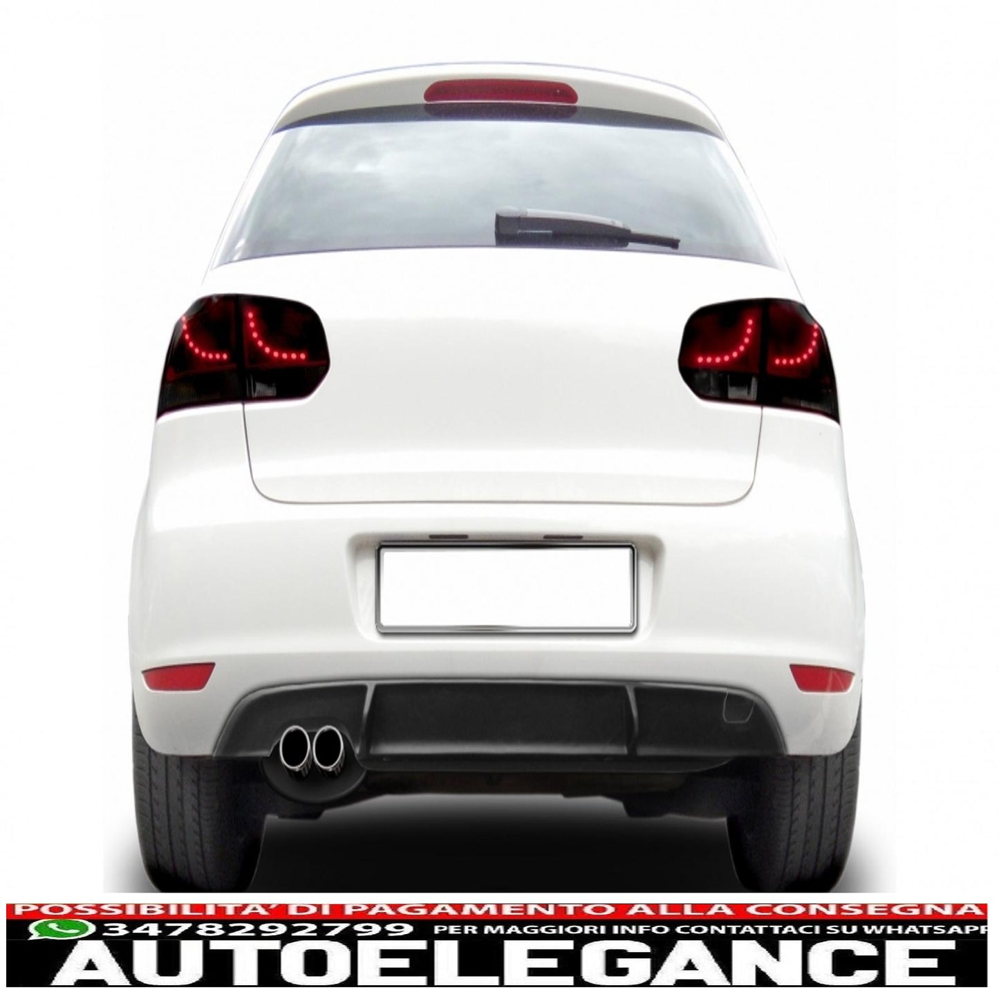 Diffusore mantovana paraurti posteriore adatto per vw golf 6 vi (2008-2012) per paraurti standard pianoforte nero