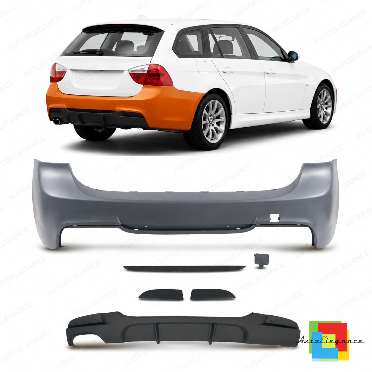 👉Paraurti posteriore sport con diffusore per BMW Serie 3 E91 Touring 05-11👈