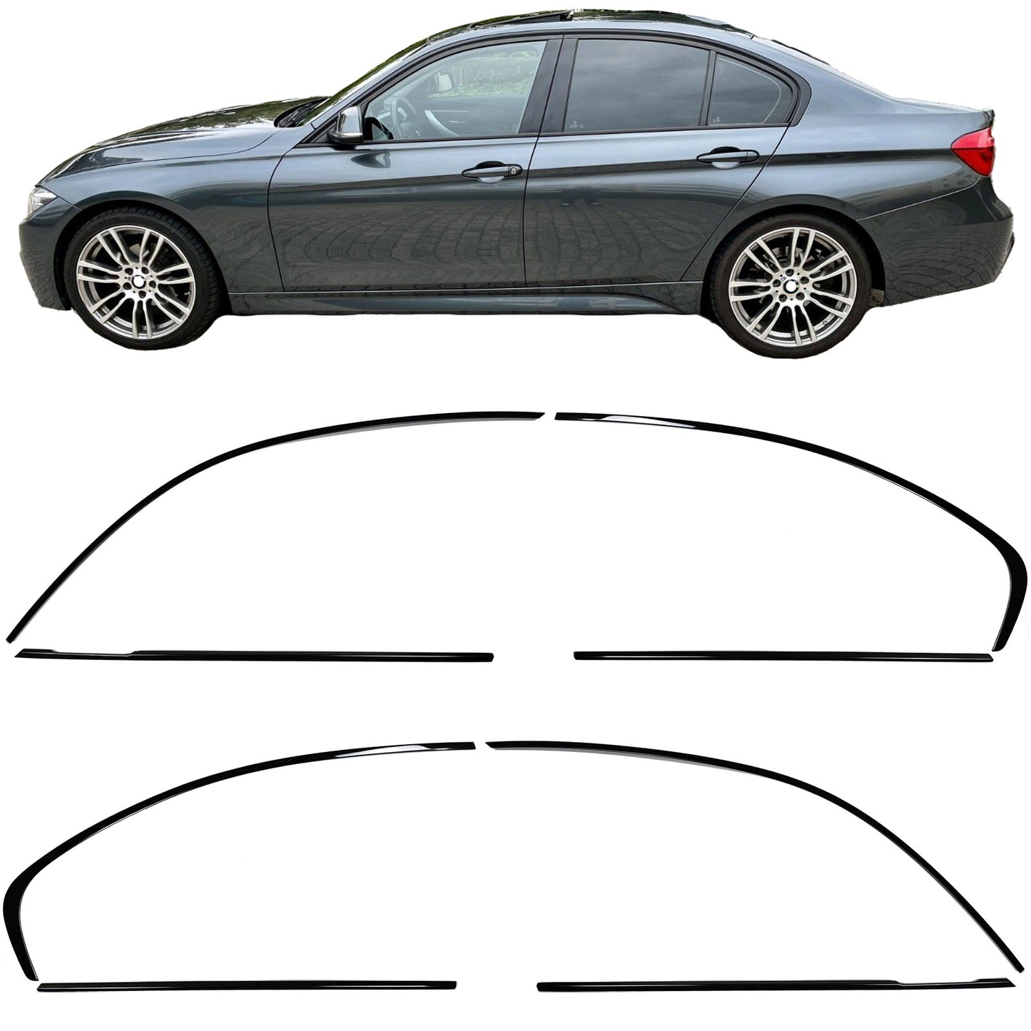 Black window trim set BMW 3 Series F30 Sedan 11-18