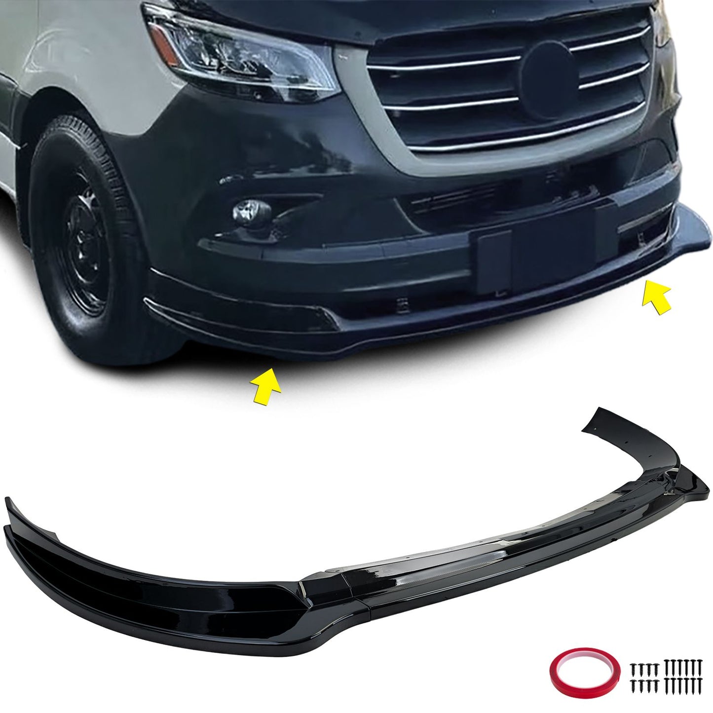 💫ART.7930 Splitter Sportivo nero lucido per Mercedes Sprinter W907 2018+💫