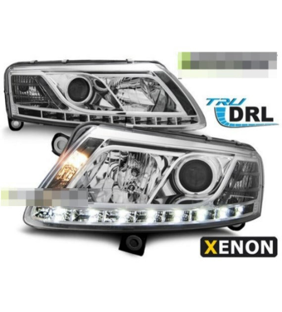 FARI ALLO XENO TRUE DRL CROMATI adatti per AUDI A6 C6 04.04-08