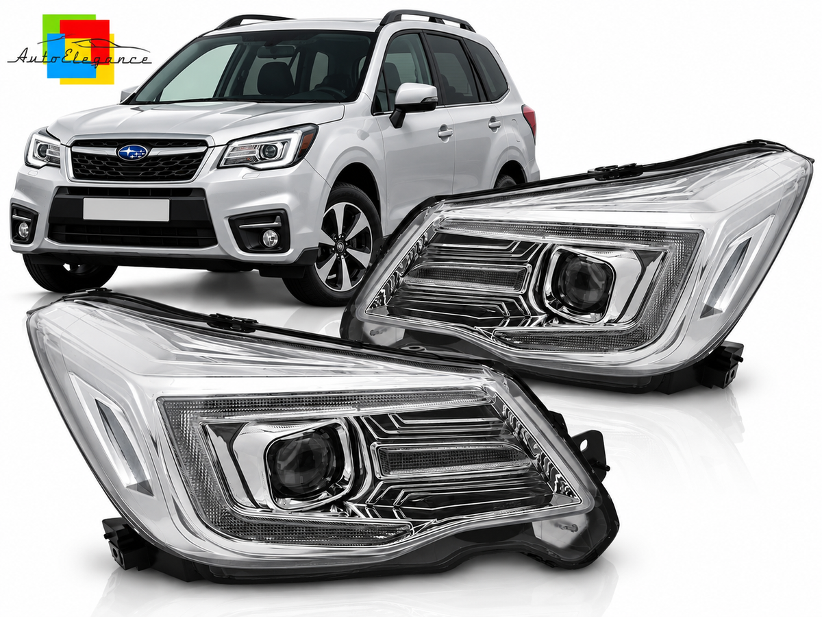 FARI ANTERIORI CROMATI A LED ADATTI PER SUBARU FORESTER IV 13-18