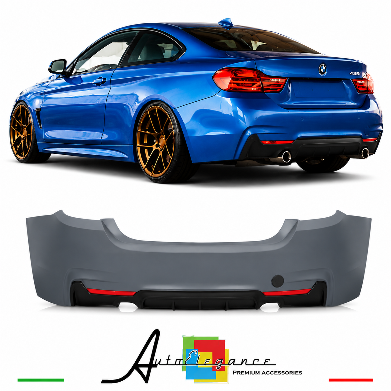 PARAURTI POSTERIORE BMW F32 F33 LOOK M DOPPIA USCITA