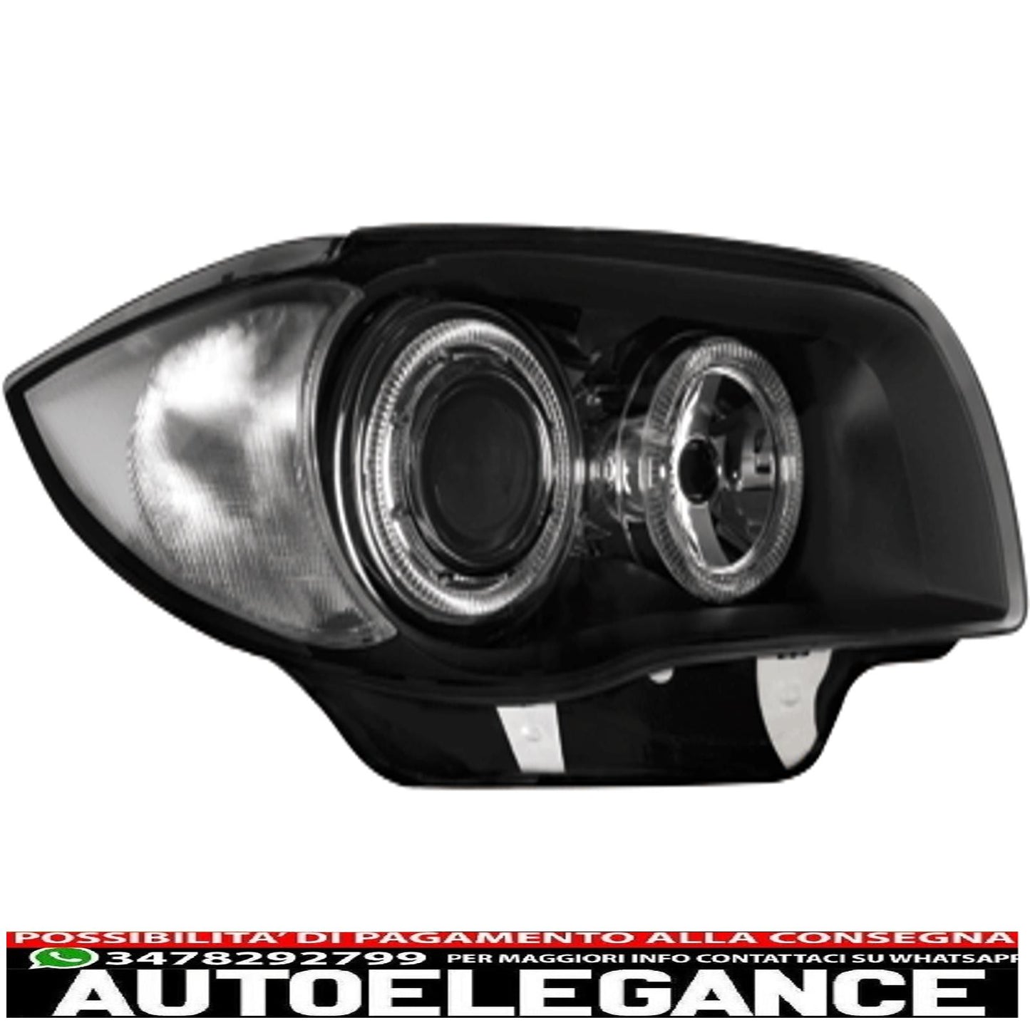 headlights suitable for bmw 1 series e81 e82 e87 e88 (2004-2011) angel eye 2 black halo rims