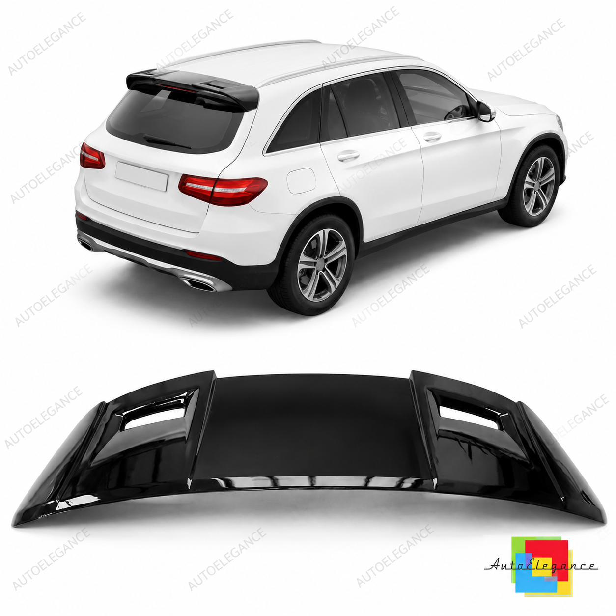 👉Aletta paraurti posteriore lucida nera, adatta per Mercedes GLC (X253) 15-22👈