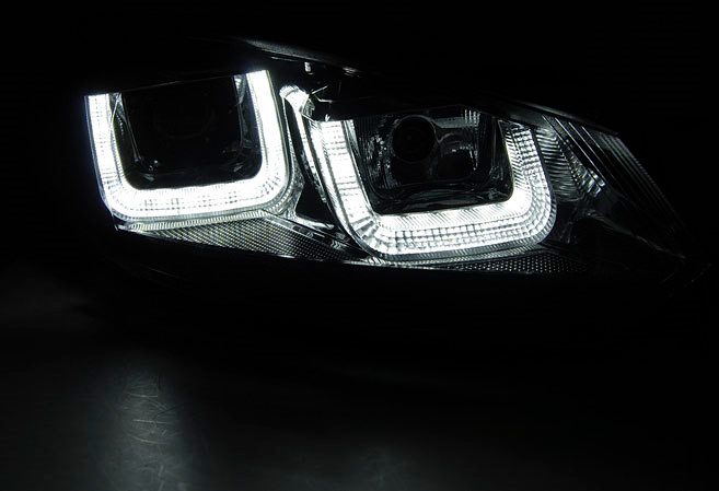 π Fari Anteriori Adatto per VW Golf 6 08-12 U-LED DRL Neri Black Line π