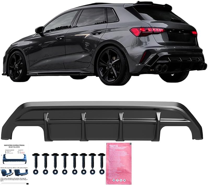 💫ART.8798 Diffusore Posteriore Nero Lucido per Audi A3 (8Y) S-Line/S3 Facelift 2025+💫