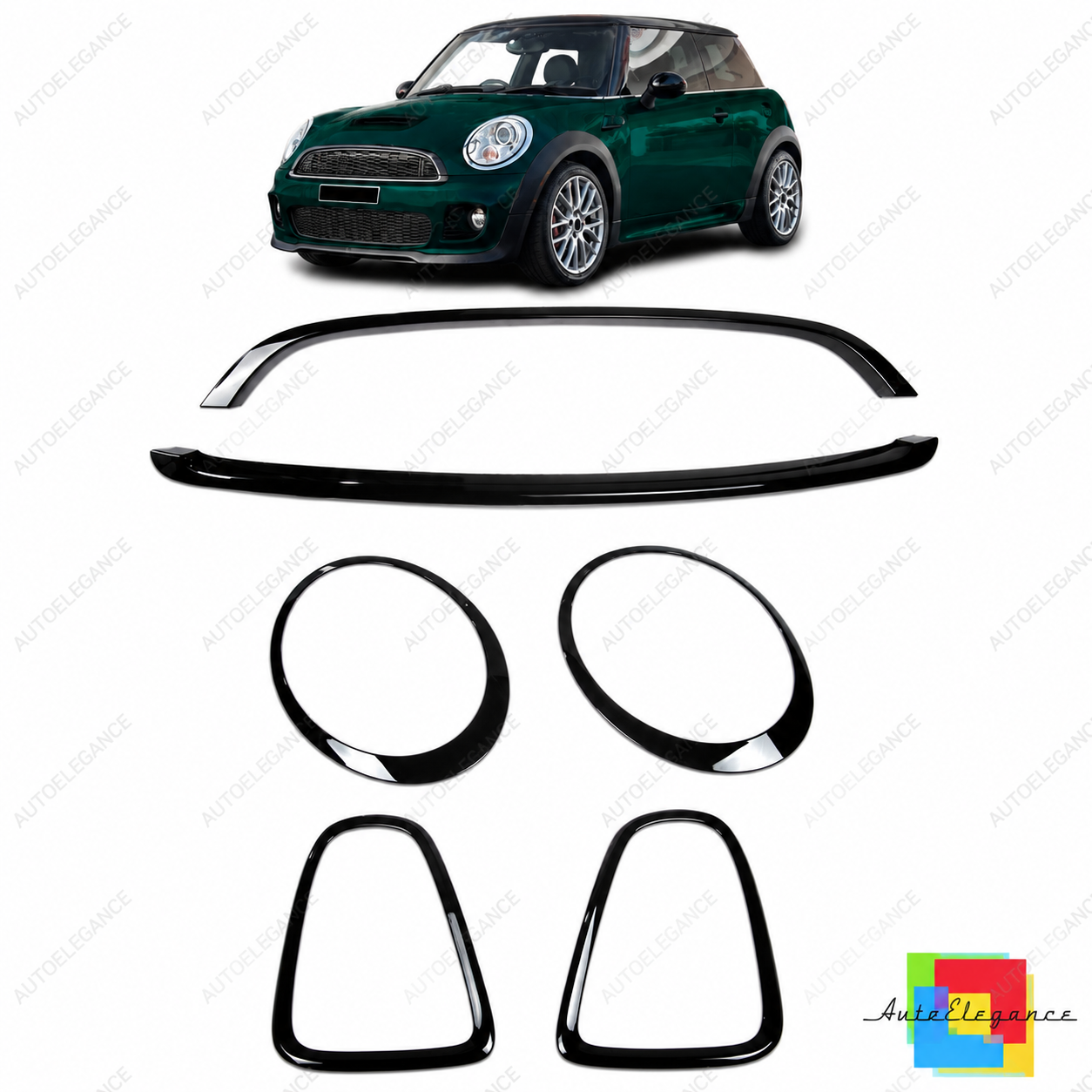 ๐Set di rifiniture nere lucide senza cromo MINI Hatchback R56 06-13๐