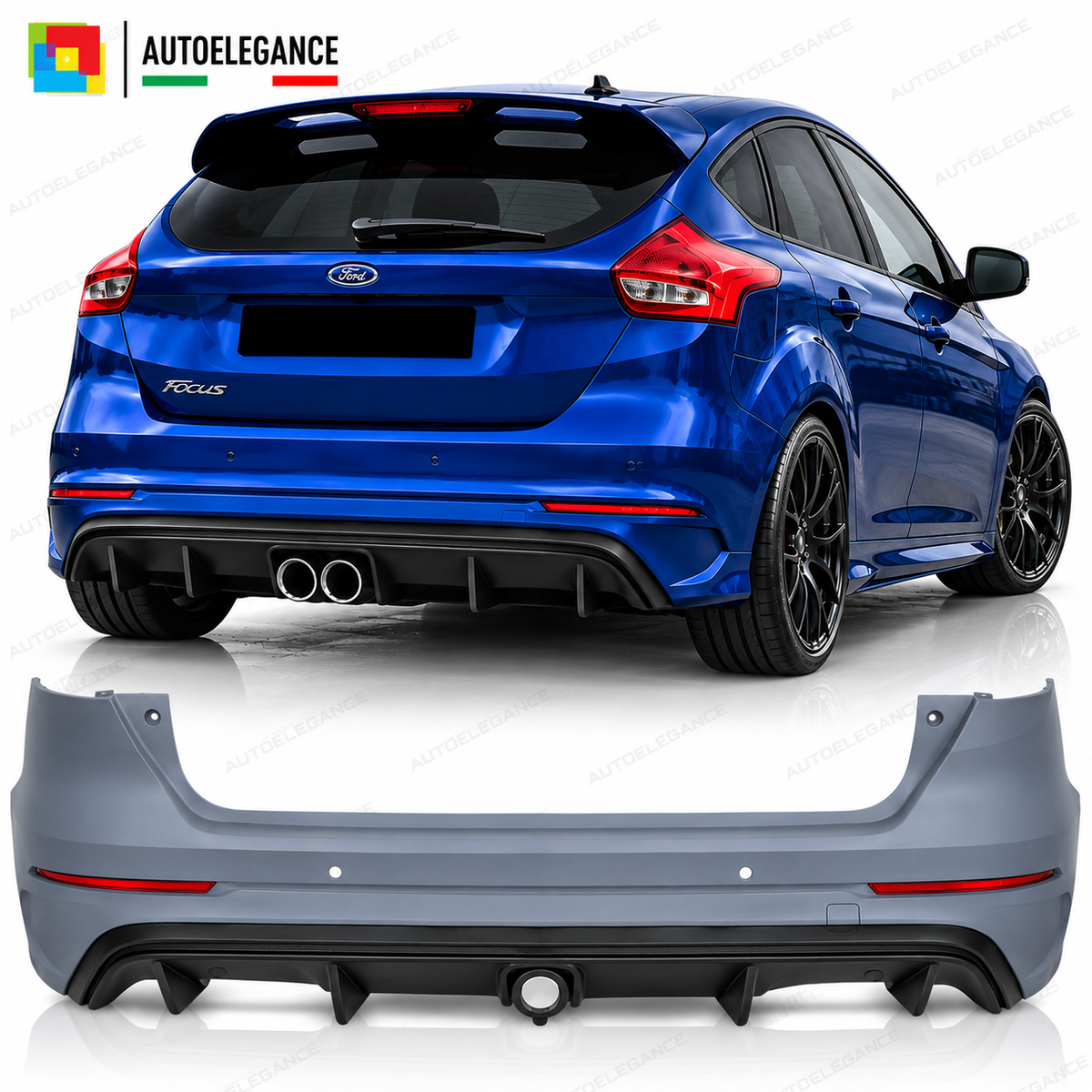 PARAURTI POSTERIORE SPORT PDC adatto per FORD FOCUS MK3 15-18