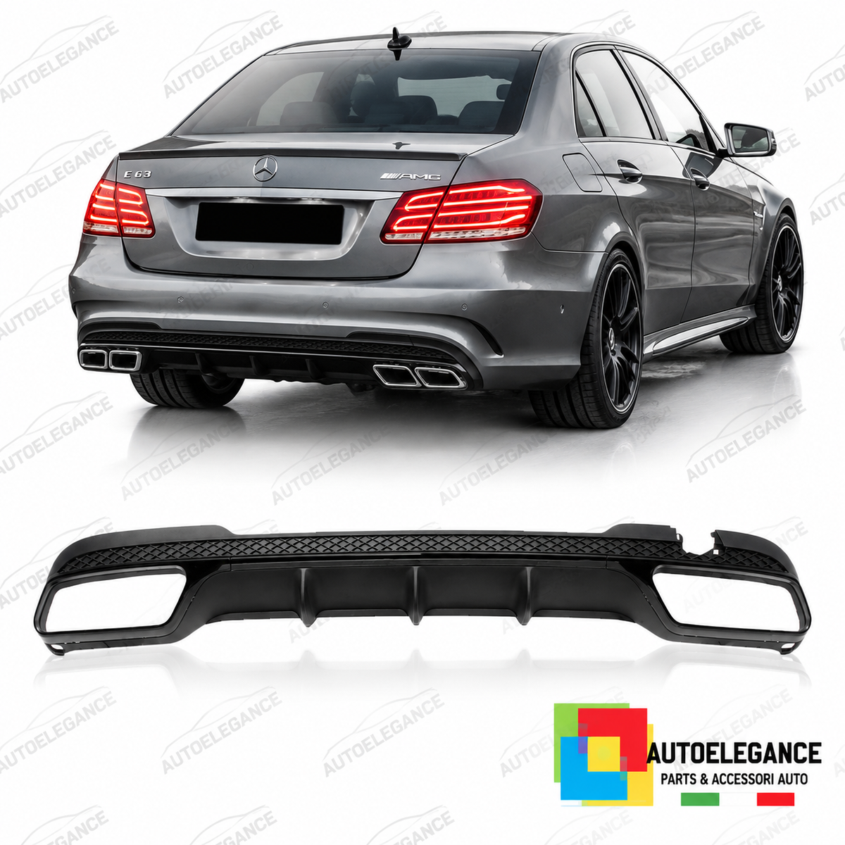 DIFFUSORE ADATTO PER MERCEDES CLASSE E W212 13-16 LOOK AMG E63 NERO LUCIDO
