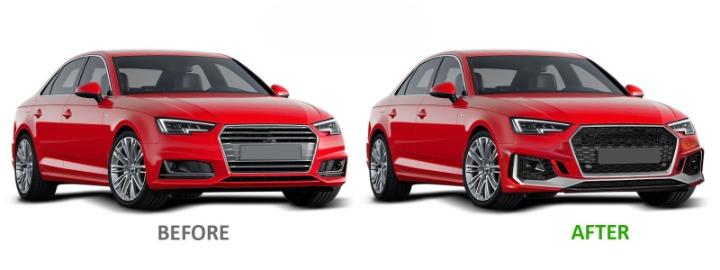 💫ART.7462 Paraurti Anteriore Look RS4 Argento Nero PDC per AUDI A4 B9 2015-2019💫