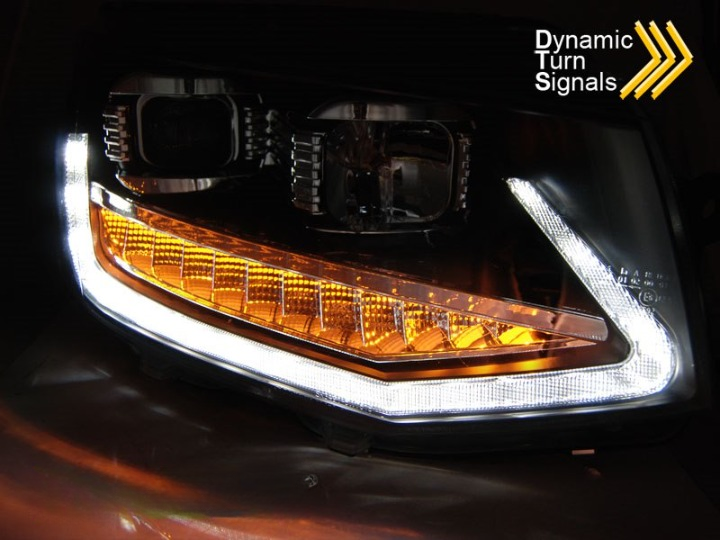 π Fari Anteriori Adatto per VW T6 2015-2019 Tube Light DRL LED Neri Sequenziali π