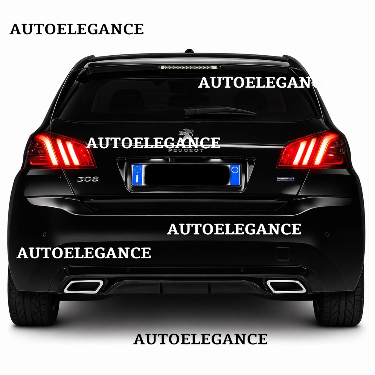 💫ART.9544 DIFFUSORE PEUGEOT 308 II 2013-2021 NERO LUCIDO TERMINALI OVALI💫
