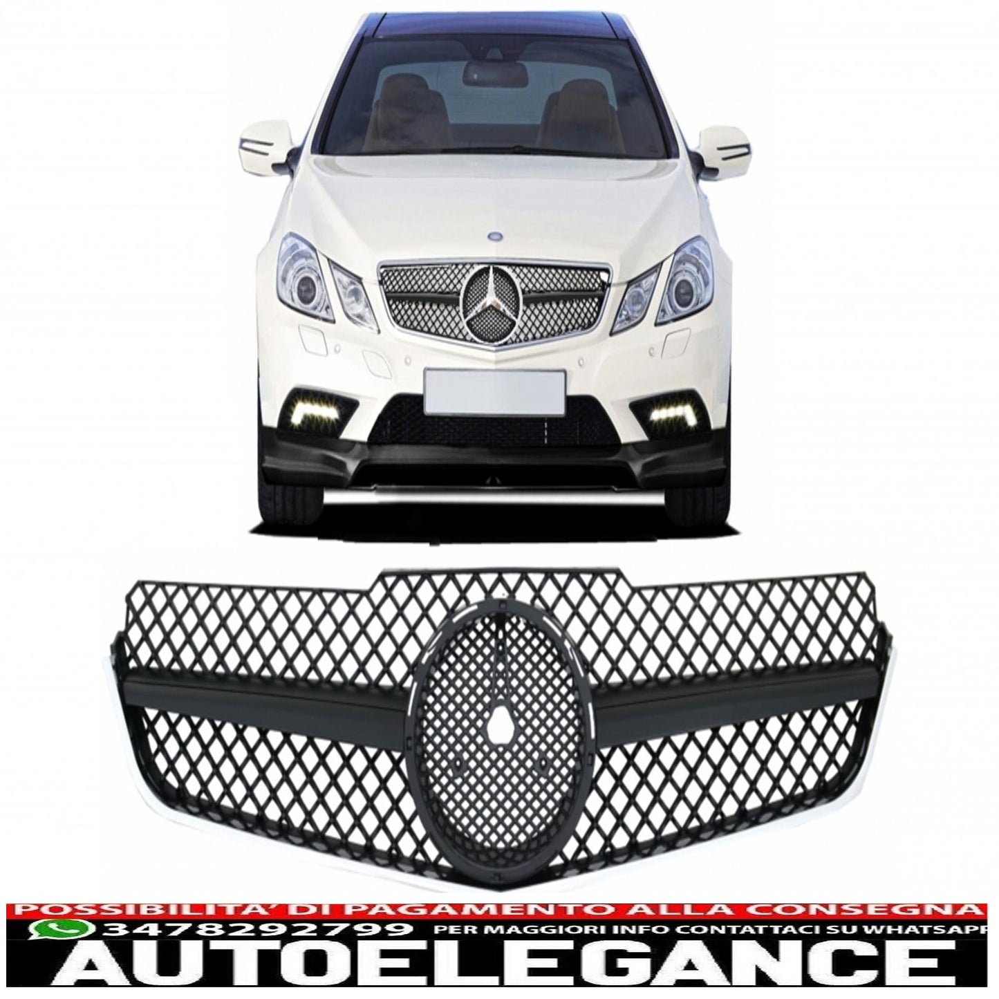 front grille suitable for mercedes e class c207 w207 a207 (2009-2012) coupe cabrio sl-look black