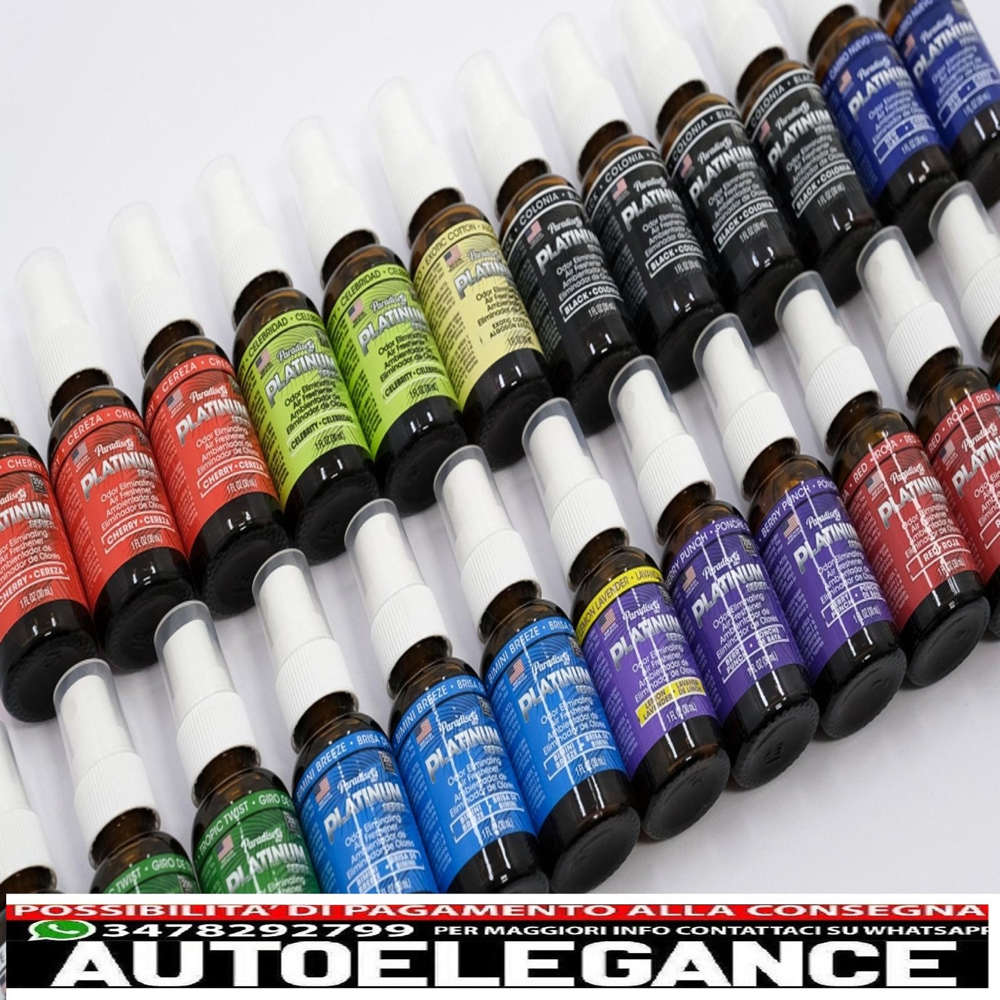 paradise fresh air spray deodorante per ambienti serie platino elimina odori 25 unità assortite