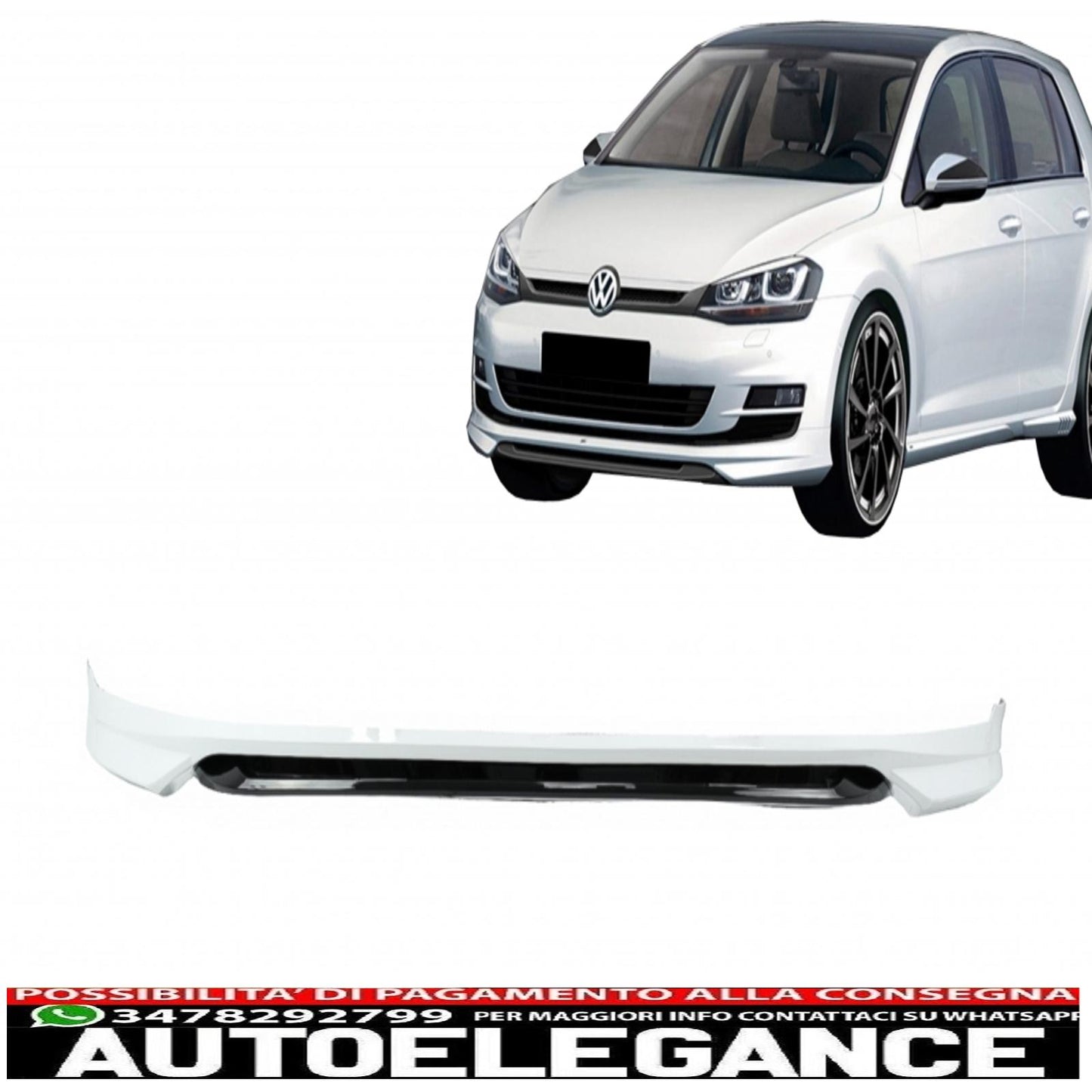 Front Bumper Lip Extension Spoiler Fit For VW Golf VII 7 5G Pre-Facelift (2013-2017) Gloss Black & White
