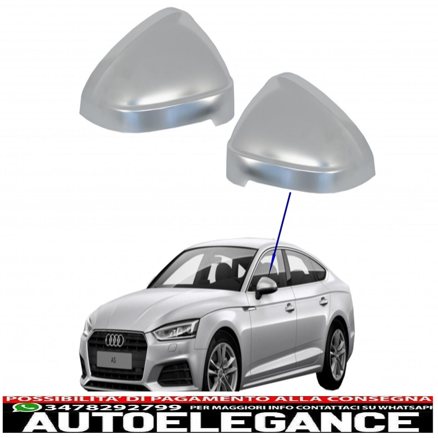 Copri specchietti adatti per audi a5 f5 (2017+) alloggiamento completo placcato in alluminio con assistenza laterale AUTOELEGANCERICAMBI