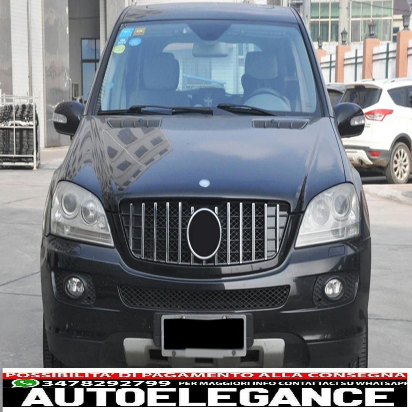 front center grille suitable for mercedes ml w164 (2005-2008) gt-r design panamericana black chrome