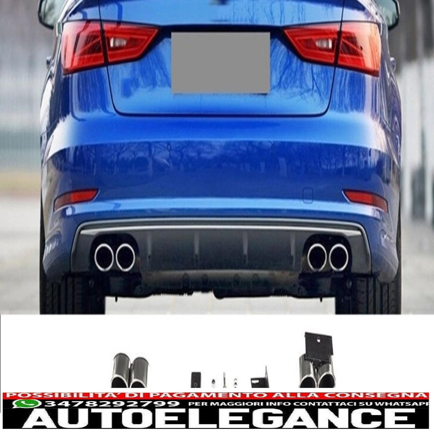 Exhaust tips exhaust tips suitable for audi a3 8v sedan sportback coupe (2012-2017) s3 quad design