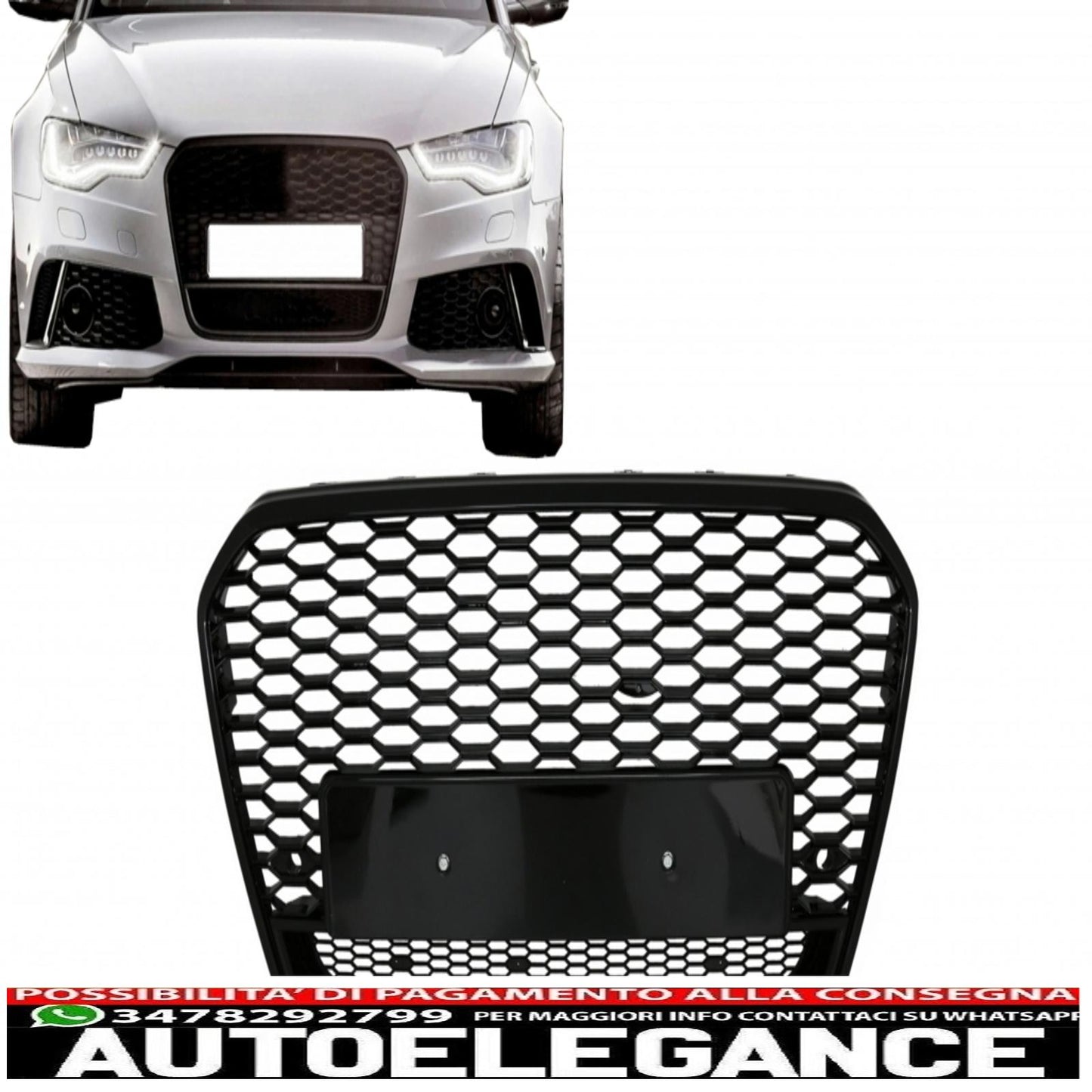 front grille suitable for audi a6 c7 4g pre-facelift (2011-2014) rs6 design piano black