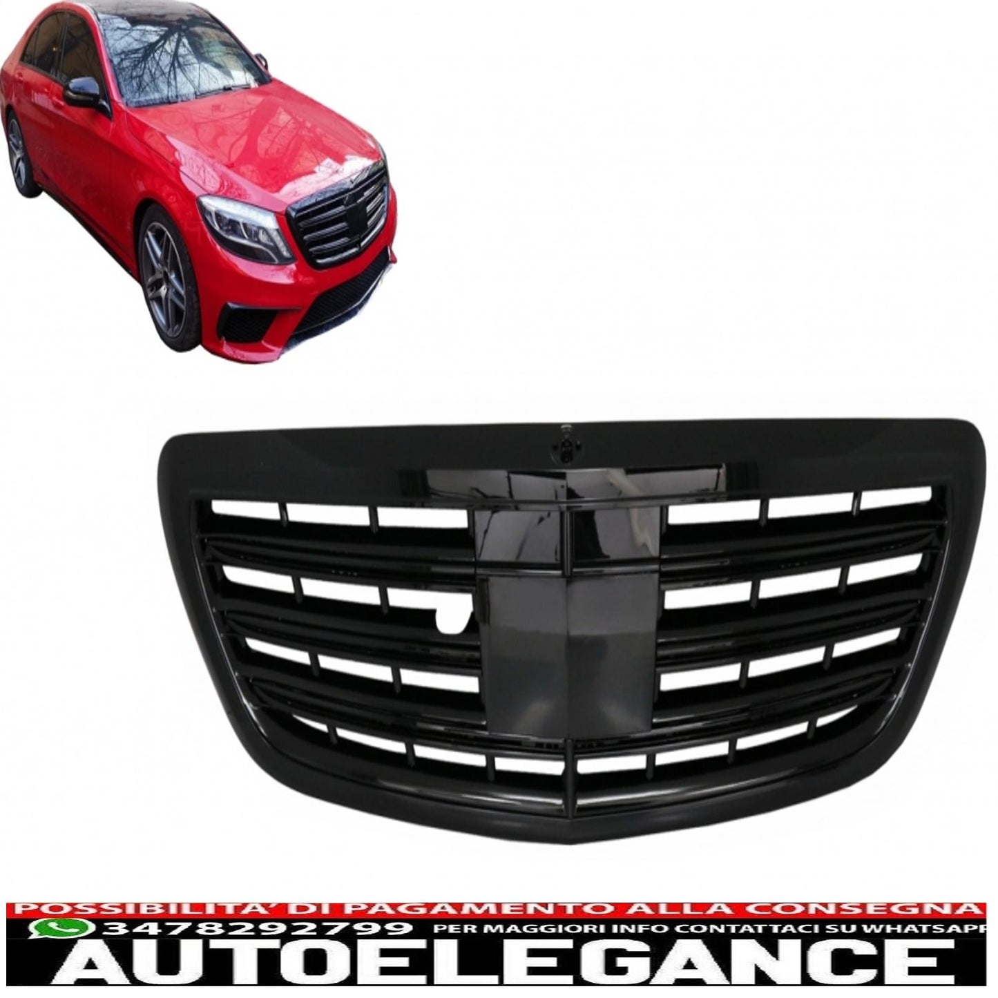 front grille suitable for mercedes s class w222 (2014-08.2020) s63 s65 piano black design