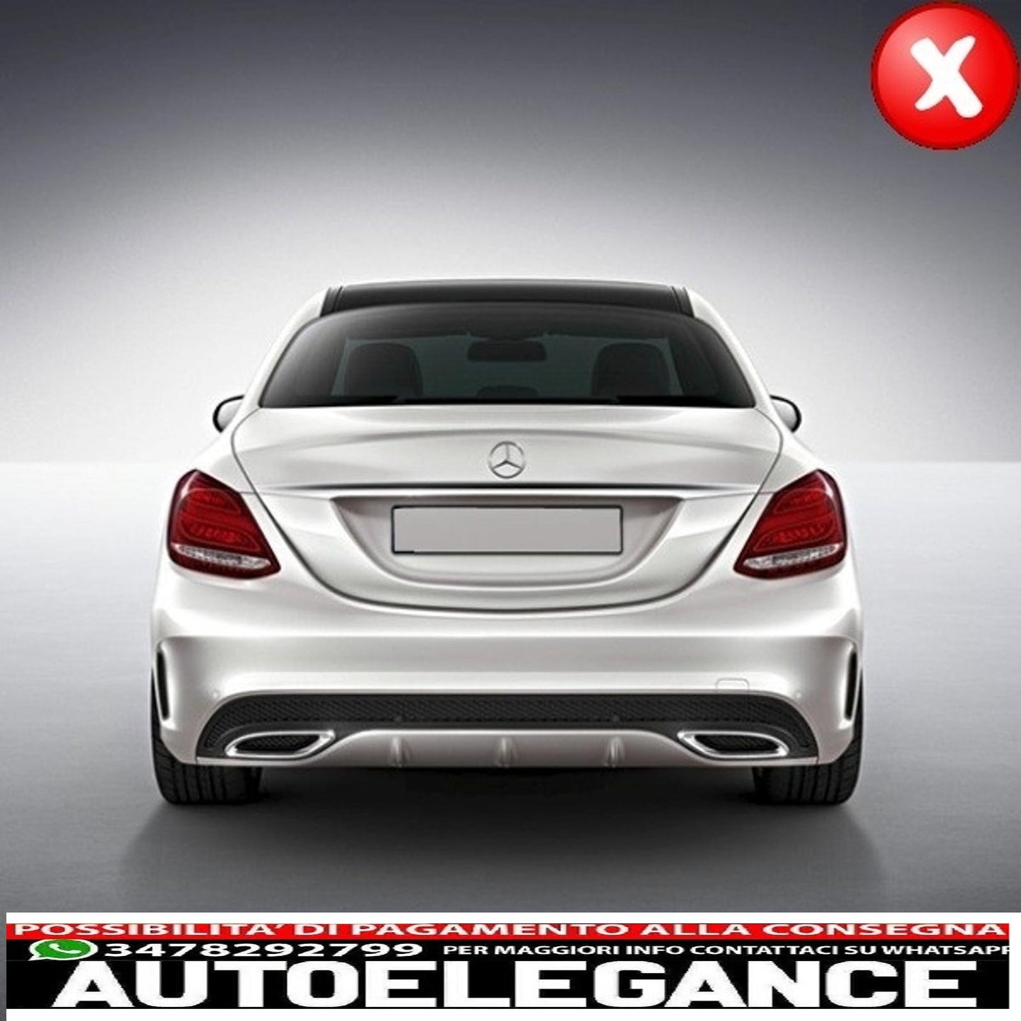 diffusore paraurti posteriore adatto per mercedes classe c w205 s205 standard (2014-2018) c63 look
