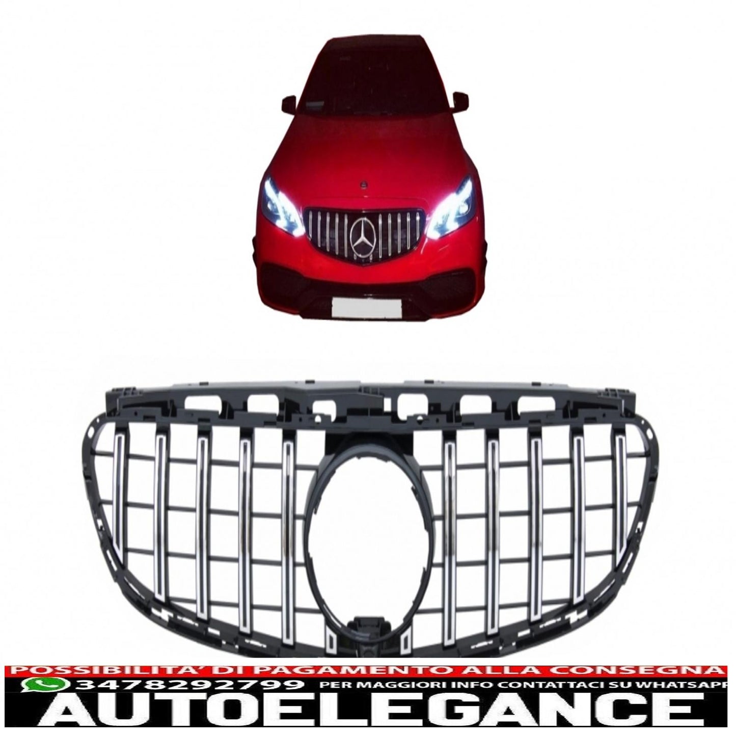 center grille suitable for mercedes e class w212 s212 facelift (2013-2016) gt-r design panamericana