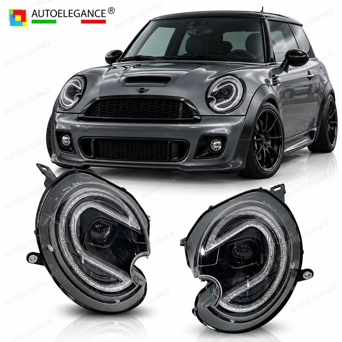 FARI ANTERIORI ANGEL EYES ADATTO PER Mini Cooper R55 / R56 06-12 Look DRL