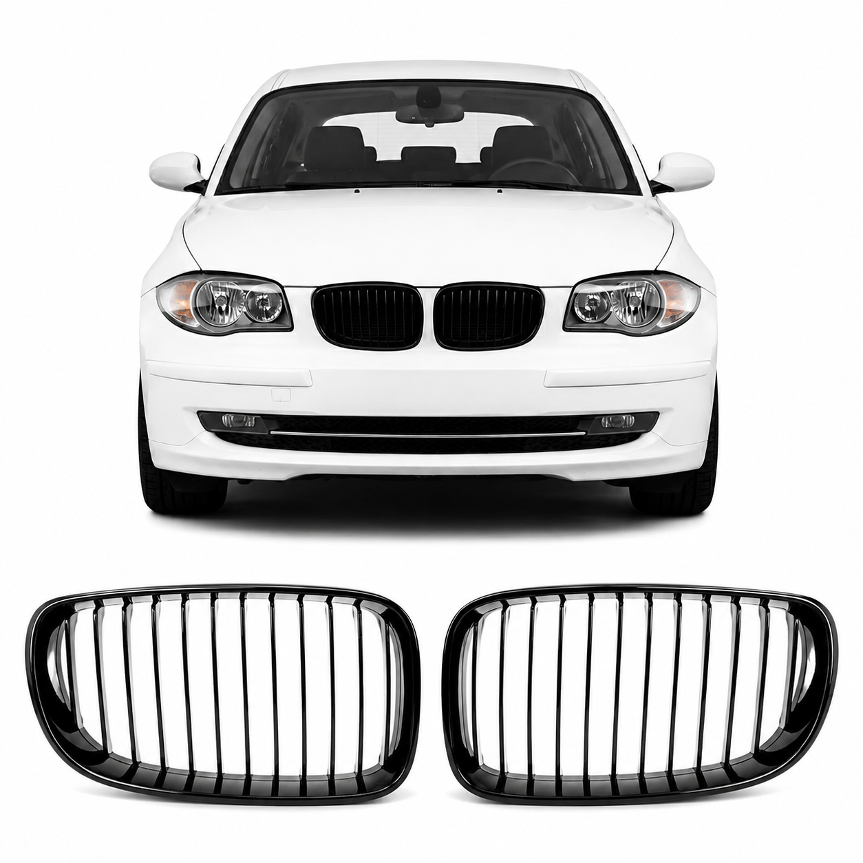 👉Griglia frontale lucida nera adatta per BMW Serie1 E81 E82 E87 E88 2007-2012👈