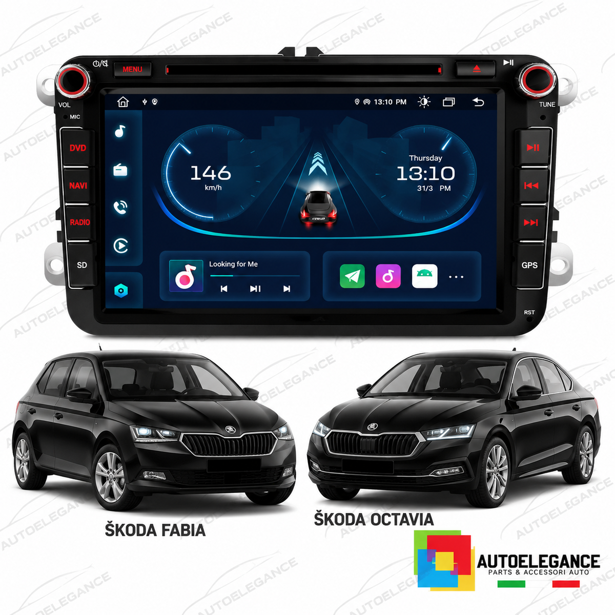 RADIO GPS ANDROID 12 ADATTO PER SKODA FABIA OCTAVIA SUPERB USB GPS TATTILE HD
