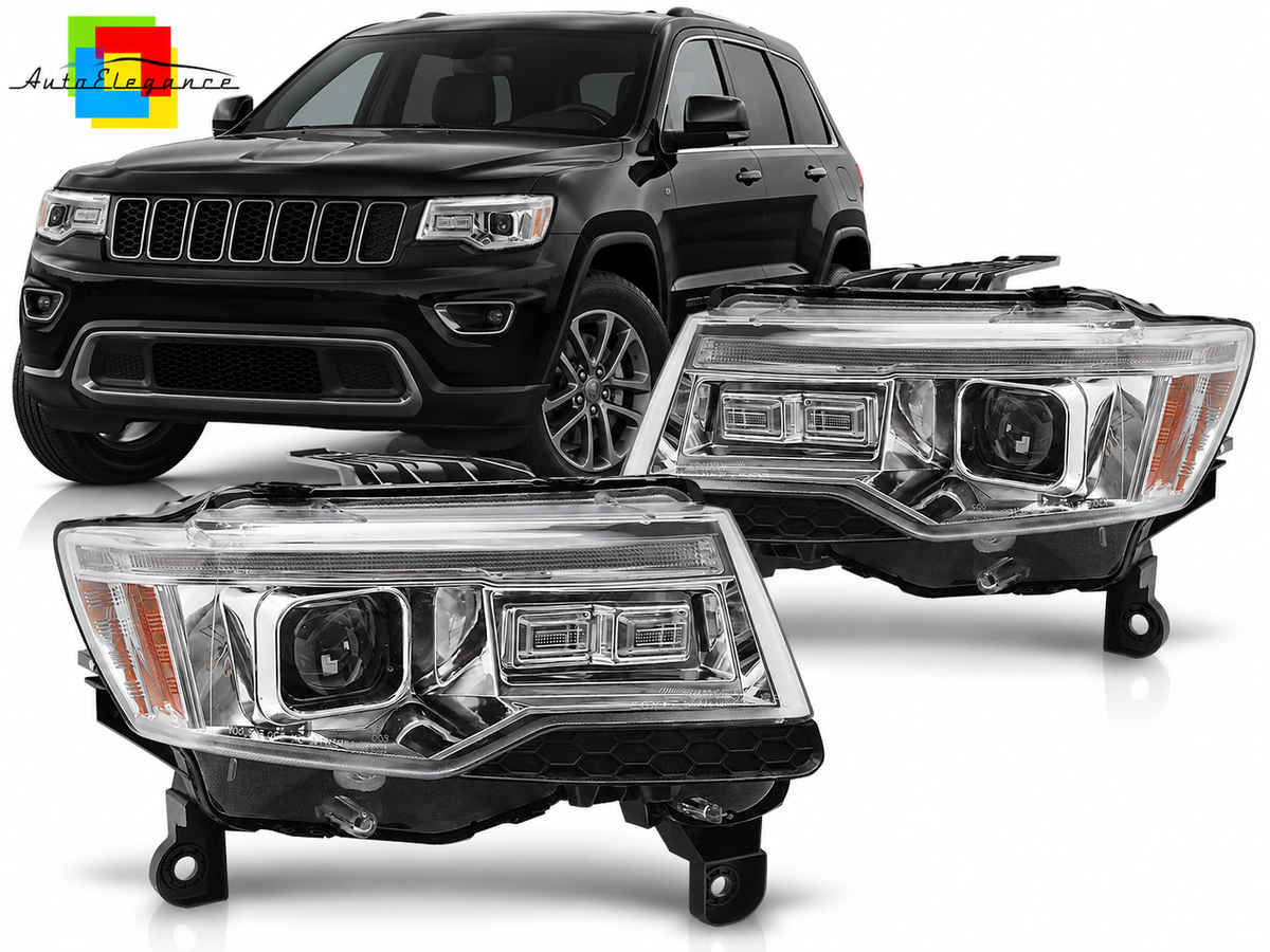 FARI ANTERIORI CROMATI A LED ADATTI PER JEEP GRAND CHEROKEE