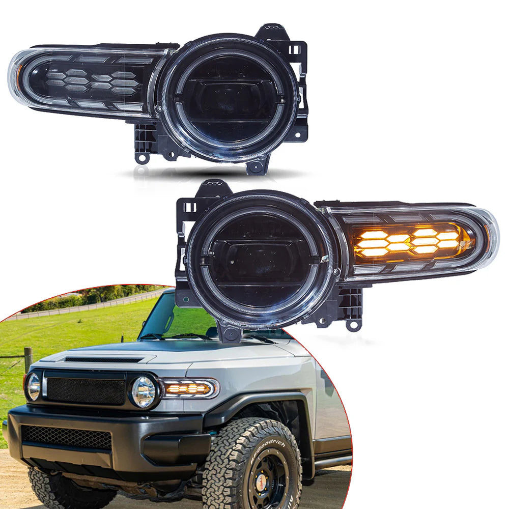LED Double Beam Headlights for Toyota FJ Cruiser 2007-2023 with Dynamic Animation Lighting