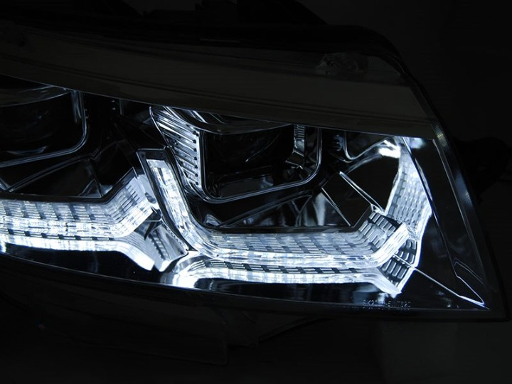 π Fari Anteriori Adatto per VW T6.1 2020- Tube Light DRL LED Cromati Sequenziali π