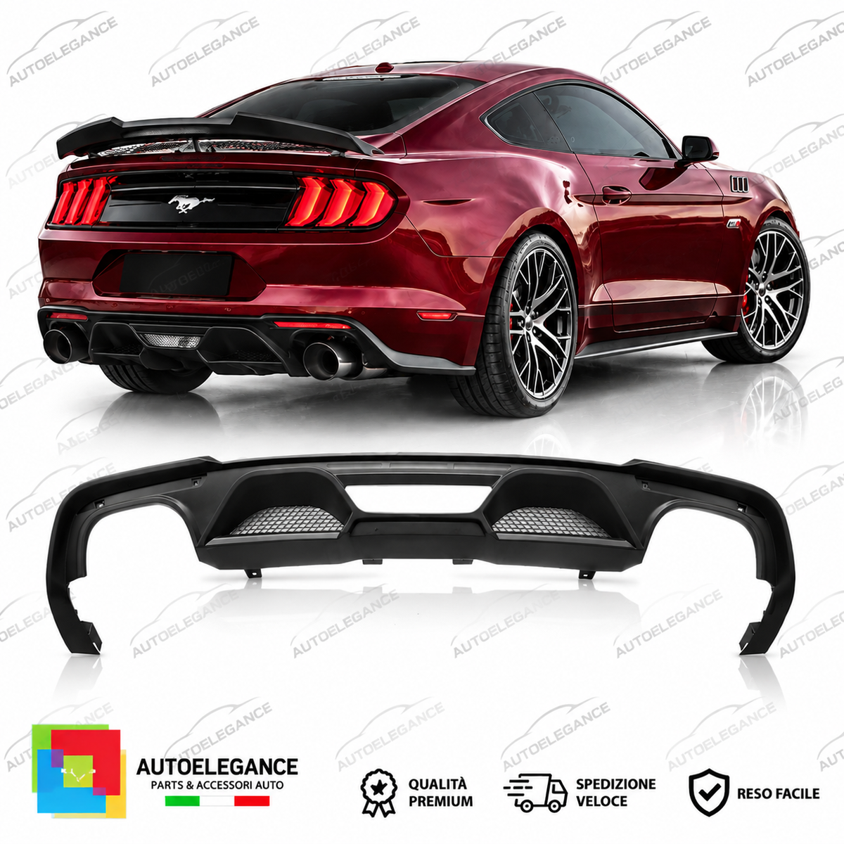 DIFFUSORE ADATTO PER FORD MUSTANG 18-23 LOOK GT350 DOPPIA USCITA