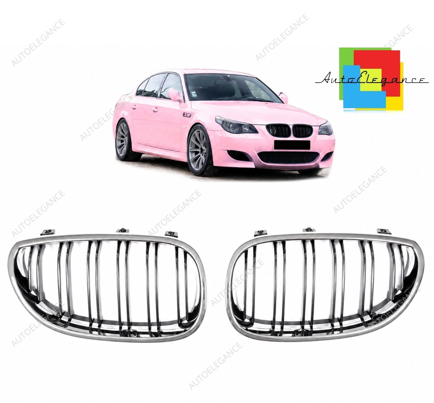 👉Griglia a doppia linea cromata e nera adatta per BMW Serie 5 E60 E61 03-10👈