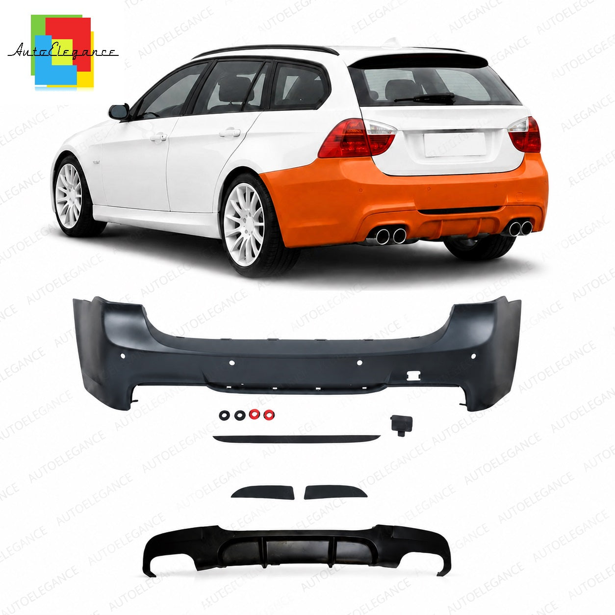 👉Paraurti posteriore sport con diffusore adatto per BMW 3 E91 Touring 05-12👈