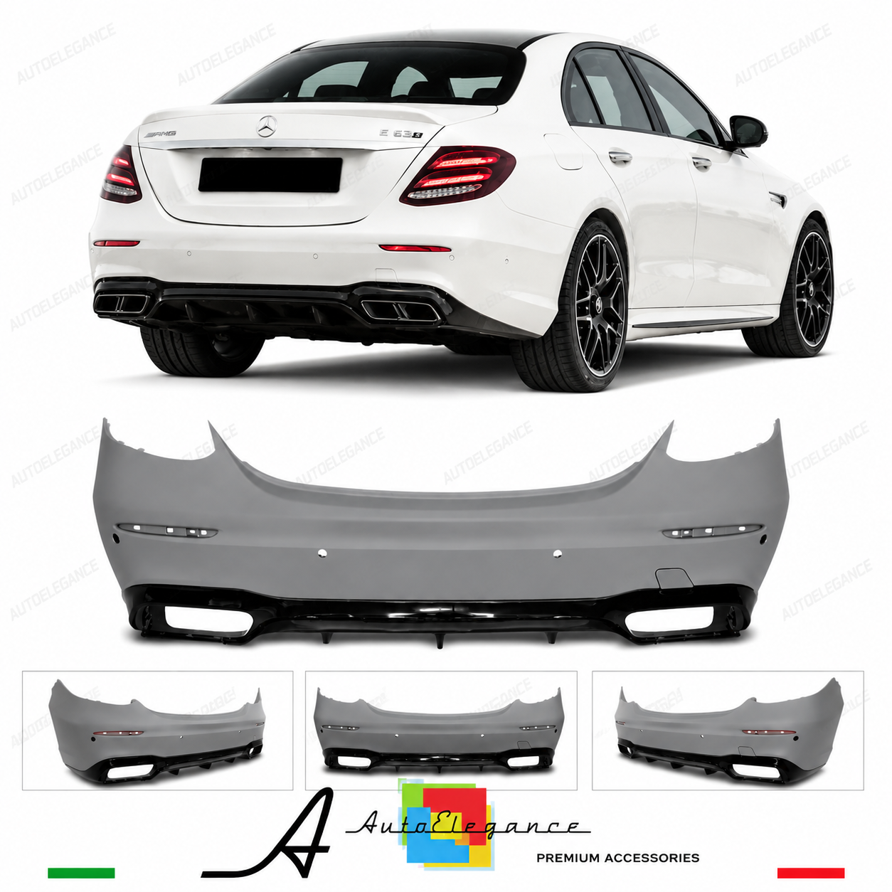 PARAURTI POSTERIORE MERCEDES W213 16-19 LOOK AMG PDC