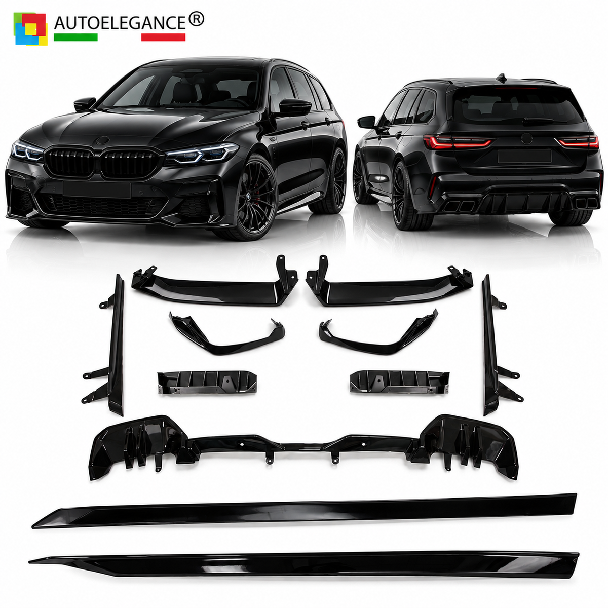 KIT ESTETICI ADATTO PER BMW G60 / G61 Look M Performance III Nero lucido
