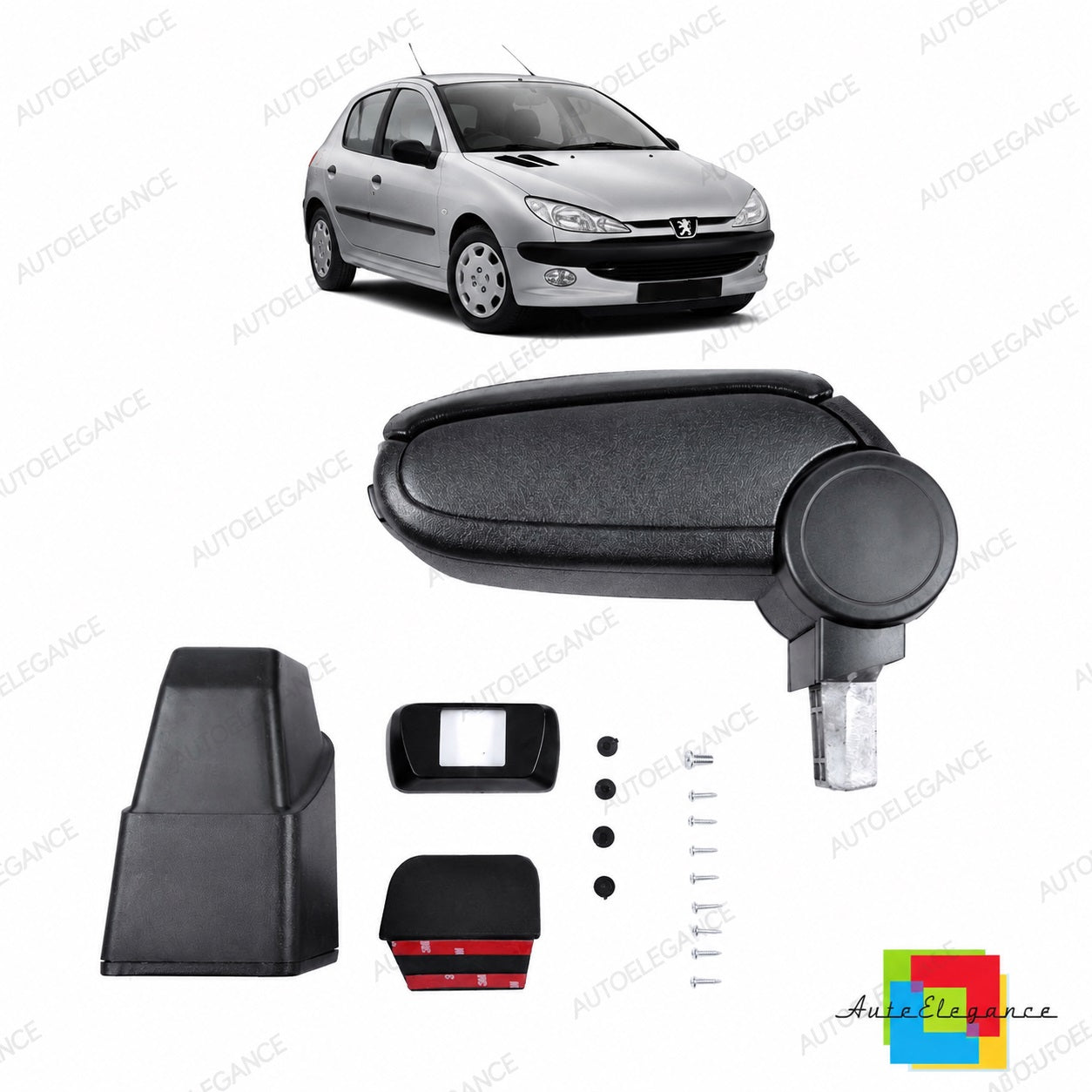 👉Bracciolo in pelle PU nera con vano portaoggetti per Peugeot 206 98-06👈